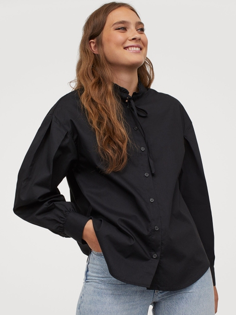 H&M Black Wide cotton blouse