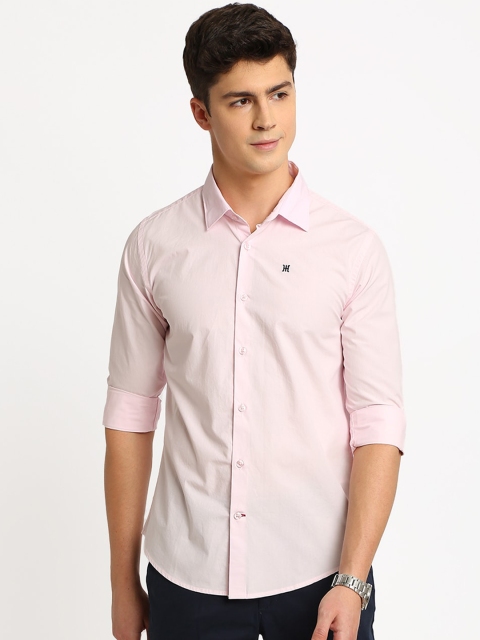 TED HARBOR Men Pink Slim Fit Solid Casual Shirt