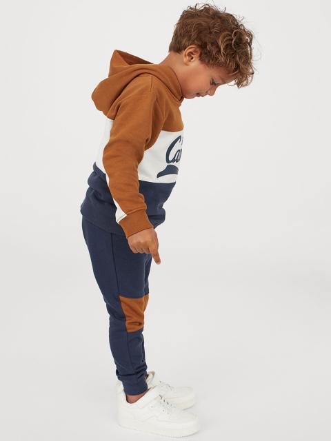 H&M Boys Blue & Brown Colourblocked Joggers