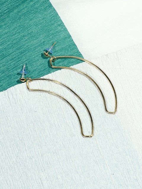 ZeroKaata Gold-Toned Geometric Drop Earrings
