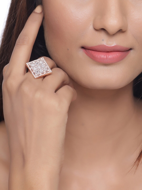 Tistabene Rose Gold-Plated White AD-Studded Squarish Handcrafted Cocktail Finger Ring
Tistabene Rose Gold-Plated White AD-Studded Squarish Handcrafted Cocktail Finger Ring