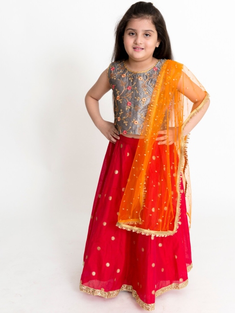 Lil Peacock Girls Grey & Red Embroidered Ready to Wear Lehenga & Blouse with Dupatta
Lil Peacock Girls Grey & Red Embroidered Ready to Wear Lehenga & Blouse with Dupatta