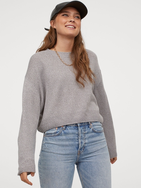 H&M Women Grey Knitted Jumper