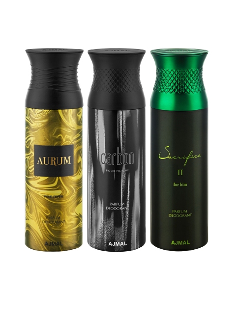 Ajmal Unisex Pack of 3 Aurum & Carbon & Sacrifice II Deodorant Spray - 200 ml each, Multi
Ajmal Unisex Pack of 3 Aurum & Carbon & Sacrifice II Deodorant Spray - 200 ml each, Multi