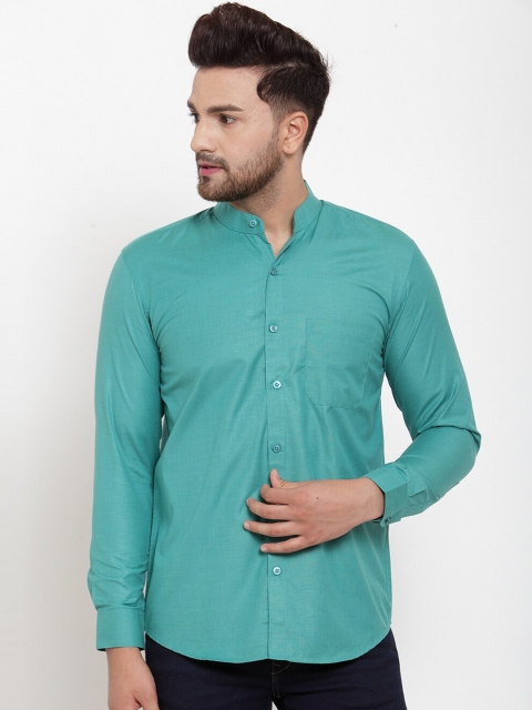 JAINISH Men Green Classic Regular Fit Solid Casual Shirt