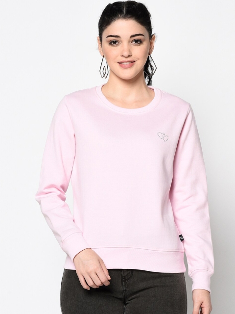 ELEGANCE Women Pink Solid Sweatshirt
