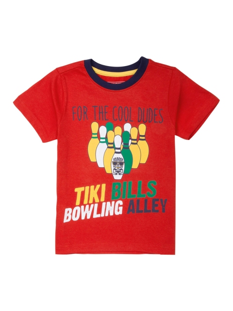 Cherokee Boys Red & Yellow Printed Round Neck T-shirt