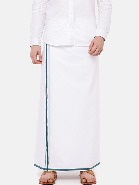 RAMRAJ COTTON Men White Solid Citizen Dhoti With Green Border
RAMRAJ COTTON Men White Solid Citizen Dhoti With Green Border