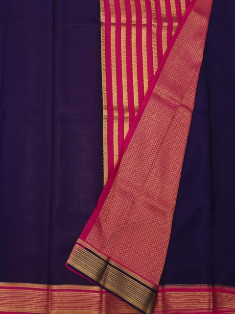 Pothys Violet & Pink Pure Mysore Silk Solid Saree