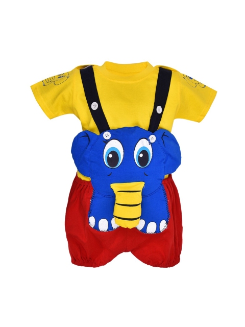 Wish Karo Unisex Kids Red & Yellow T-shirt with Shorts