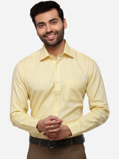 Greenfibre Men Yellow Regular Fit Solid Formal Shirt