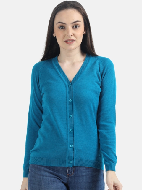 Monte Carlo Women Blue Solid Cardigan Sweater