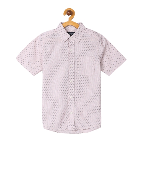 The Childrens Place Boys Pink & Black Regular Fit Printed Casual Shirt