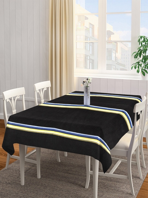 NEUDIS by Dhrohar Black & Blue Striped 6-Seater Rectangle Table Cover