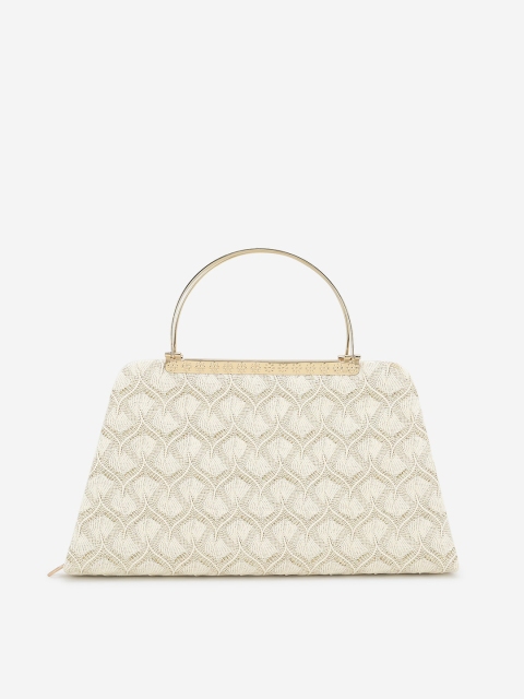 Element Cart White Woven Design Clutch