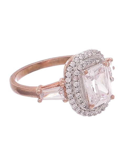 Tistabene Rose Gold-Toned & White AD-Studded Royal Emerald Engagement Solitaire Finger Ring
Tistabene Rose Gold-Toned & White AD-Studded Royal Emerald Engagement Solitaire Finger Ring
