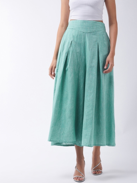 InWeave Women Sea Green Printed Flared Palazzos