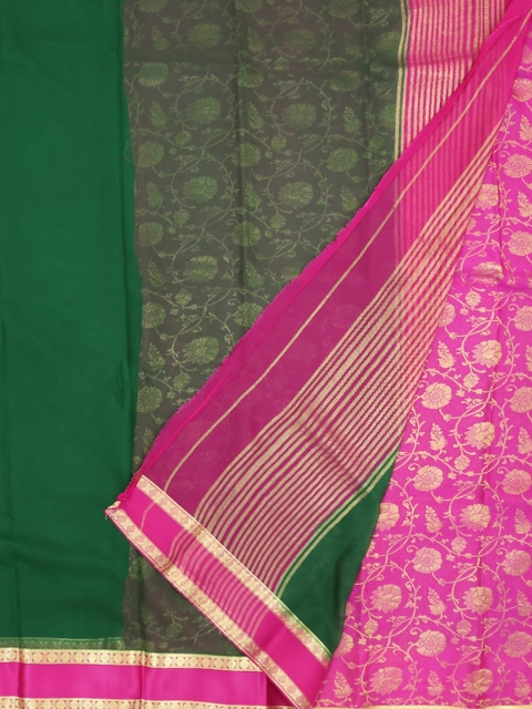 Pothys Green & Pink Pure Silk Floral Print Saree