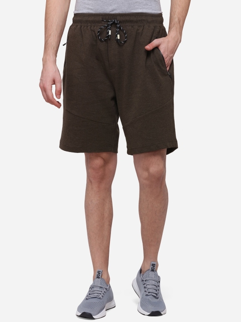 JADE BLUE Men Brown Solid Regular Fit Sports Shorts