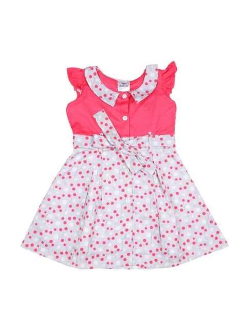 Doodle Girls Pink Printed Fit and Flare Dress