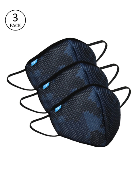 F Gear Unisex Blue Pack Of 3 Reusable 7-Ply Cloth Masks