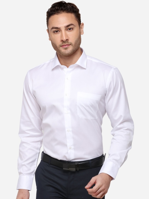 METAL Men White Regular Fit Solid Formal Shirt