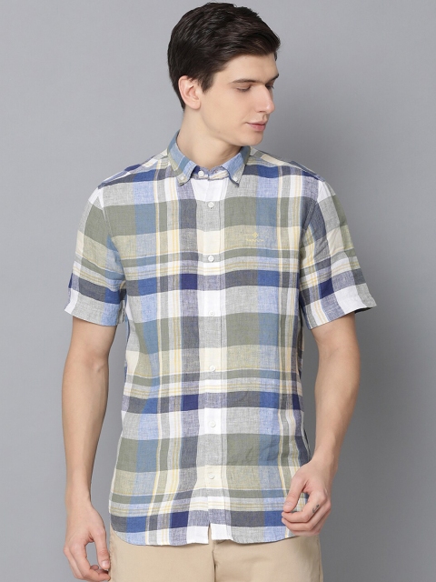 GANT Men Yellow & Blue Regular Fit Checked Casual Shirt