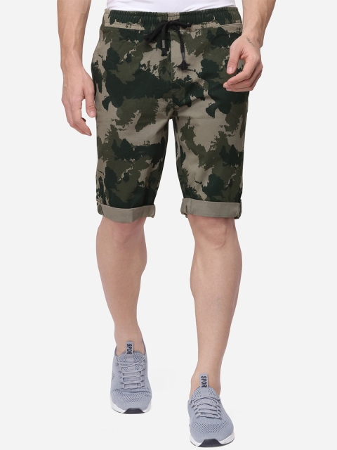 JADE BLUE Men Green Printed Regular Fit Regular Shorts
