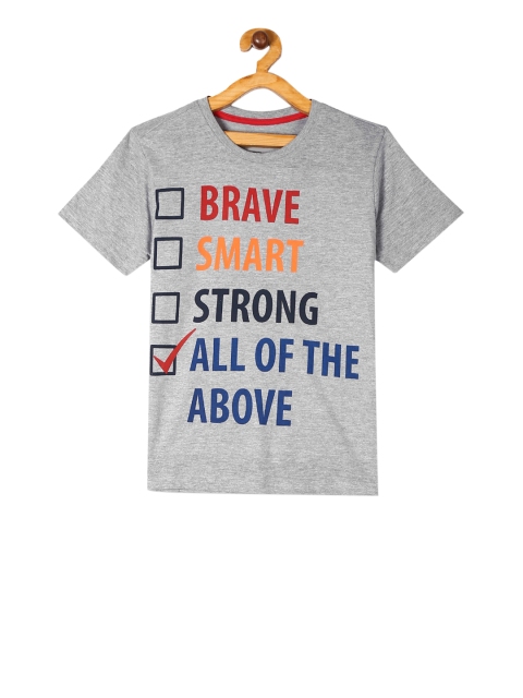 Cherokee Boys Grey & Blue Printed Round Neck T-shirt