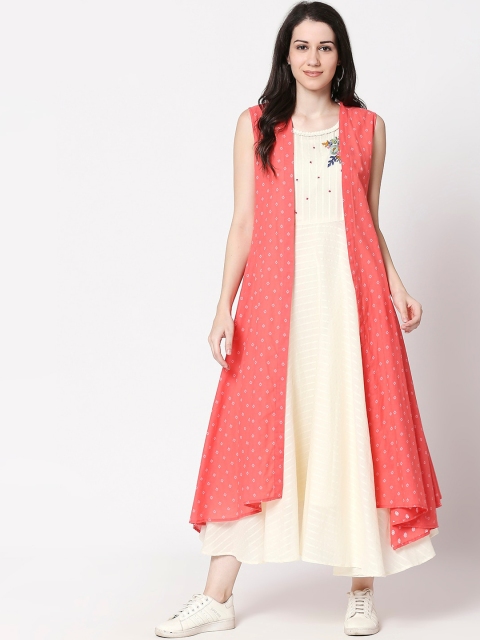 TERQUOIS Women Pink Printed Maxi Dress
