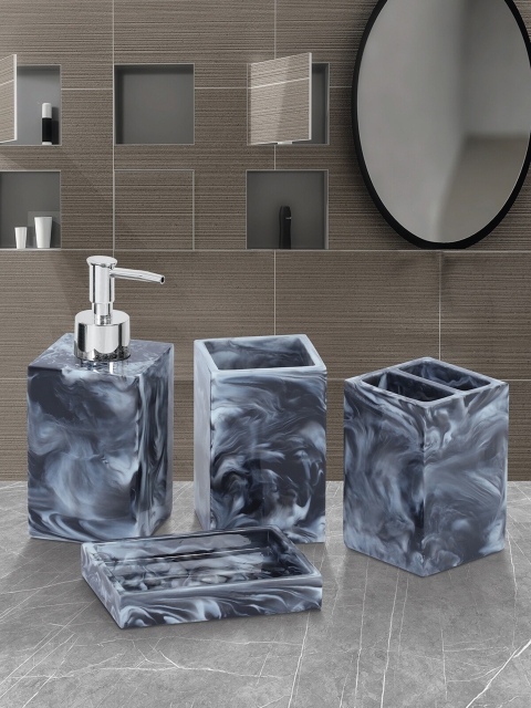 Obsessions Grey 4Pcs Abstract Print Spaze Bath Accessories Set