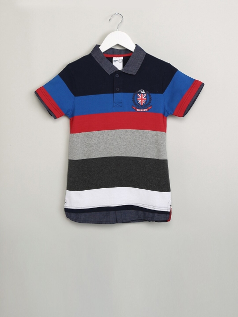 max Boys Multicoloured Striped Polo Collar T-shirt, Multi