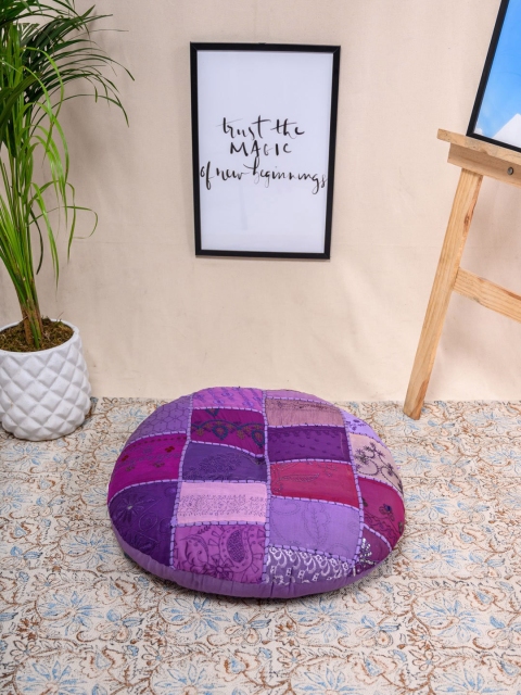 Tistabene Mauve & Burgundy Square Patchwork Round Gaddi
