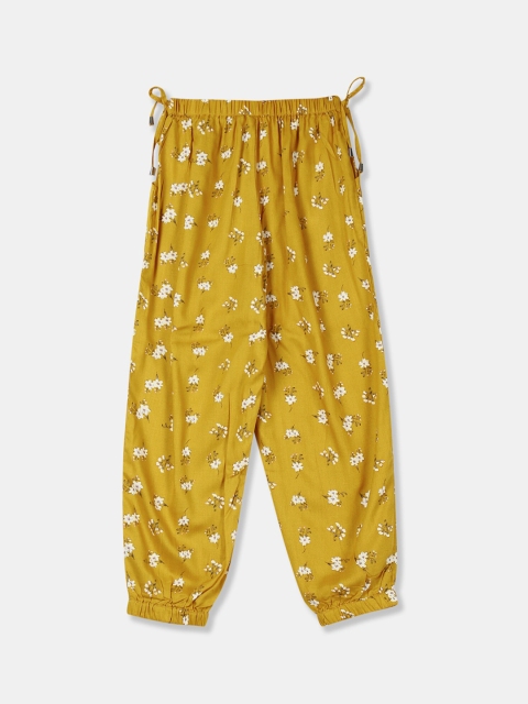 Cherokee Girls Mustard Yellow & White Floral Print Jodhpuris