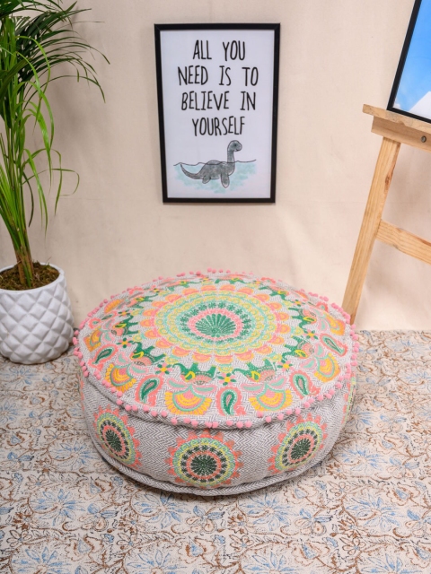Tistabene Grey & Pink Bohemian Embroidered Prodigious Round-Shaped Pouf Floor Cushion
Tistabene Grey & Pink Bohemian Embroidered Prodigious Round-Shaped Pouf Floor Cushion