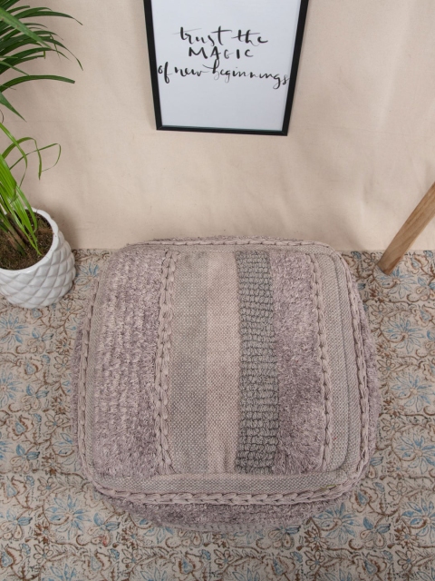 Tistabene Mauve Handloom Strep Square Floor Cushion