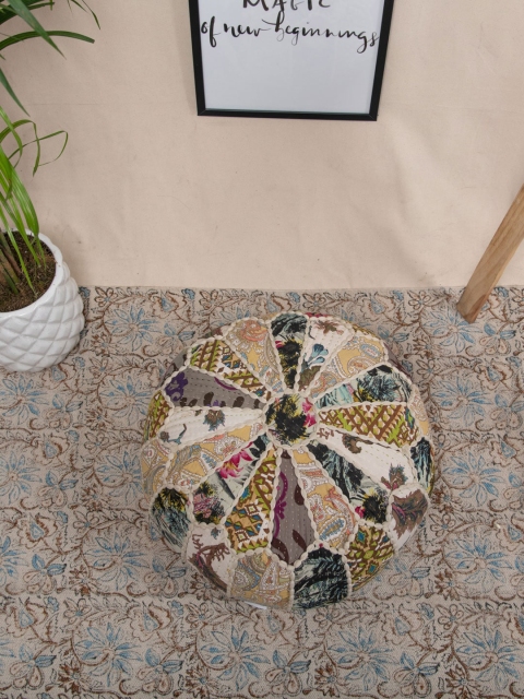 Tistabene Multicoloured Floral Print Sundial Flower Floor Cushion, Multi