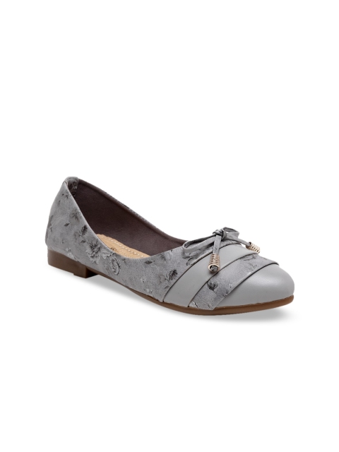 Butterflies Women Grey Printed PU Ballerinas
