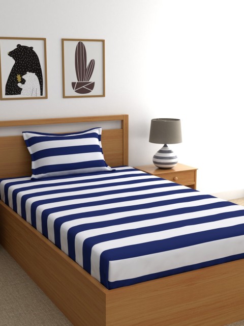 Home Ecstasy Navy Blue & White Striped 140 TC Cotton 1 King Bedsheet with 1 Pillow Covers
Home Ecstasy Navy Blue & White Striped 140 TC Cotton 1 King Bedsheet with 1 Pillow Covers