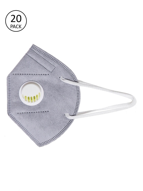 OOMPH Unisex Grey Pack of 20 Anti-Pollution Reusable 5-Layer N95 Masks