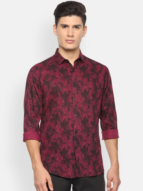 V Dot Men Brown & Pink Slim Fit Printed Casual Shirt