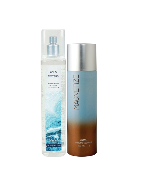 Ajmal Unisex Set 2 WildWatersEDT Perfume Scent for Skin 250ml & Magnetize Deodorant 200ml, Blue
Ajmal Unisex Set 2 WildWatersEDT Perfume Scent for Skin 250ml & Magnetize Deodorant 200ml, Blue