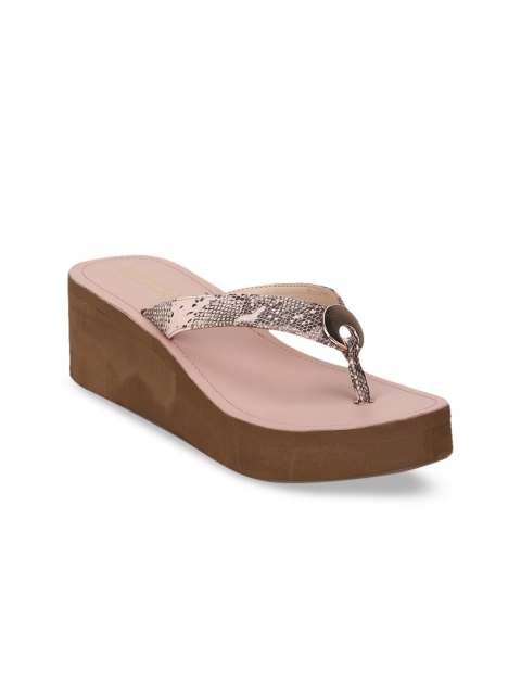 Truffle Collection Women Pink & Black Printed Wedges