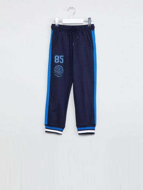 max Boys Navy Blue Solid Slim-Fit Joggers
