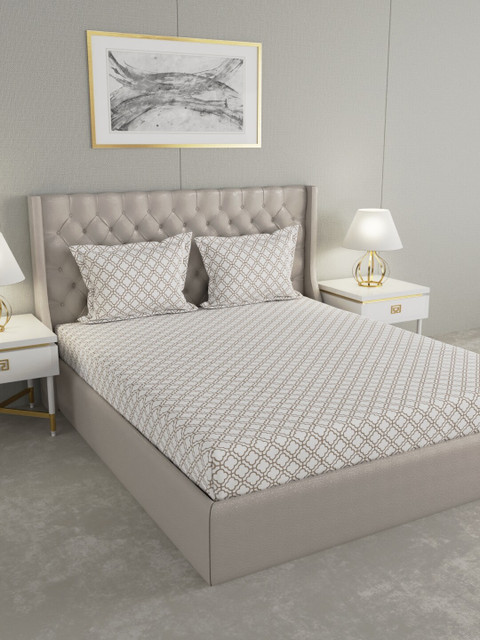 Trident Brown & White Ethnic Motifs 144 TC Cotton 1 Queen Bedsheet with 2 Pillow Covers
Trident Brown & White Ethnic Motifs 144 TC Cotton 1 Queen Bedsheet with 2 Pillow Covers