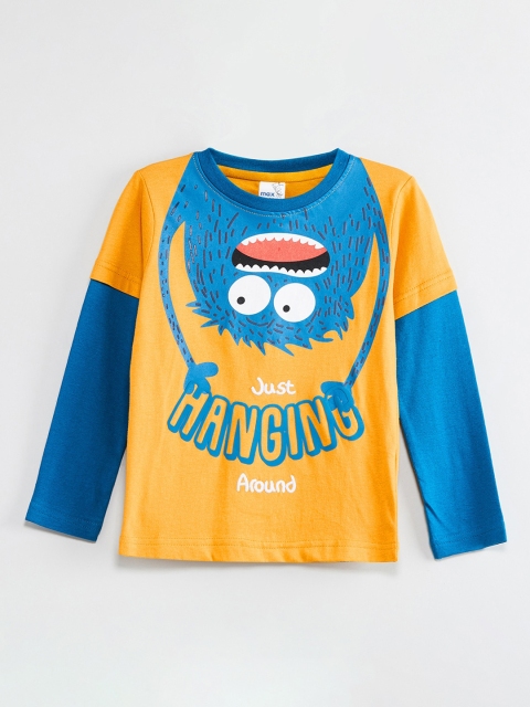 max Boys Orange Printed Round Neck T-shirt