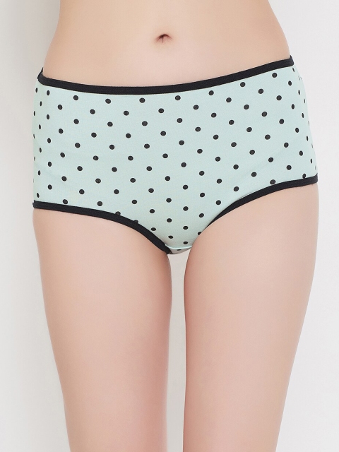 Clovia Women Sea Green & Black Printed Boy Shorts Briefs PN2715S11