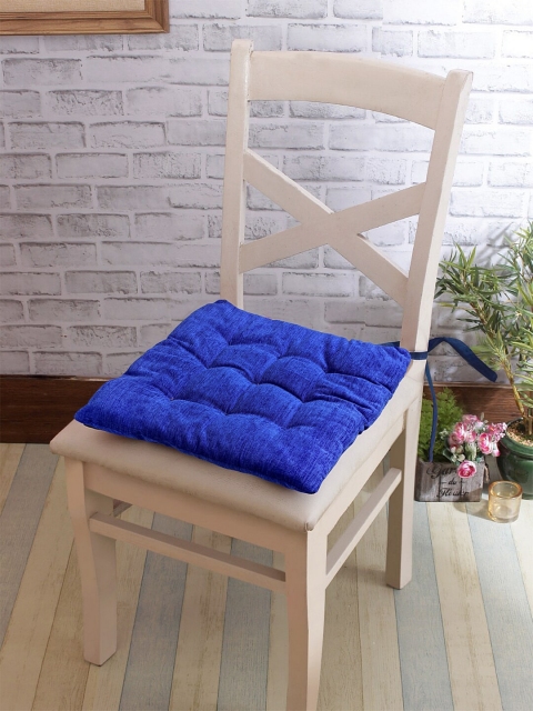 KLOTTHE Blue Set Of 2 Solid Chair Pads