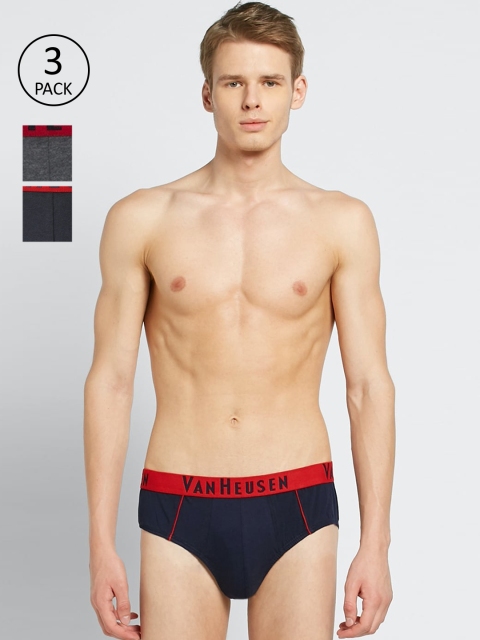 Van Heusen Men Pack Of 3 Solid Basic Briefs IHEBR3CCC510012, Grey