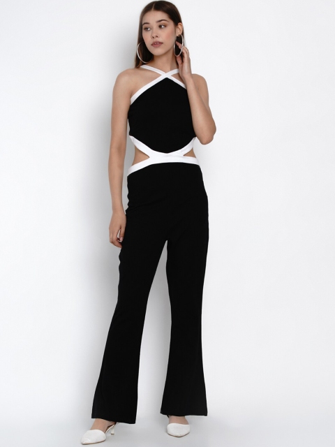 Texco Women Black & White Solid Basic Jumpsuit